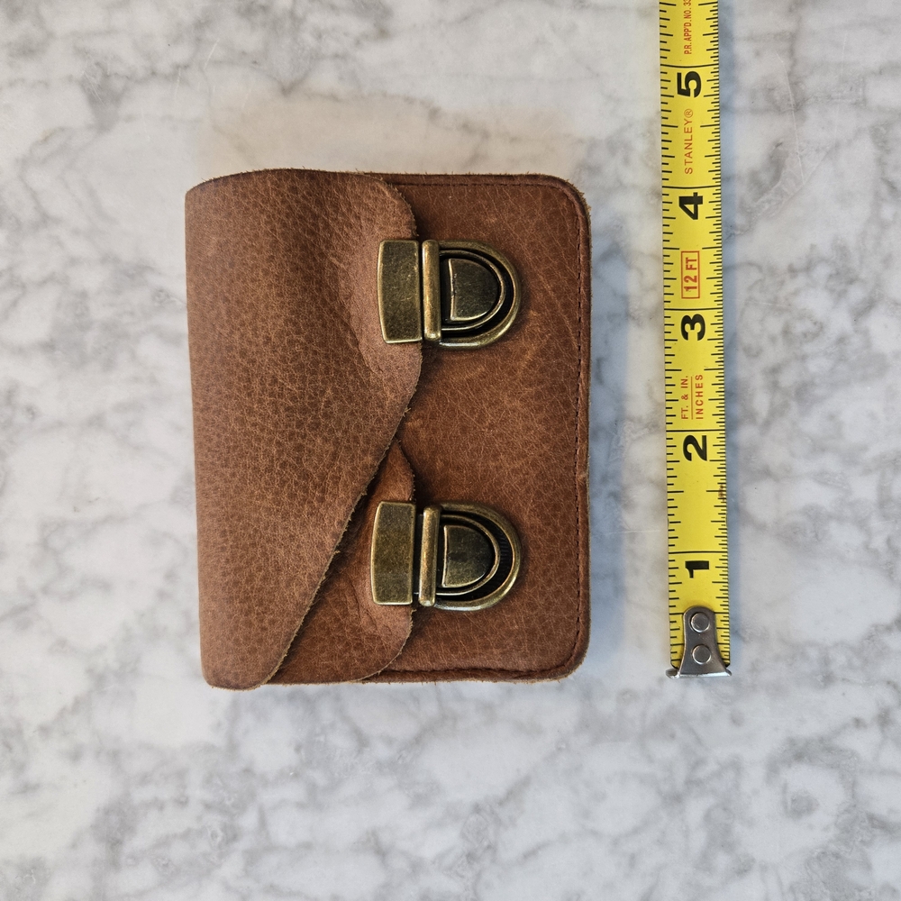 Duluth Trading Co Brown Leather Wallet with Brass Buckles